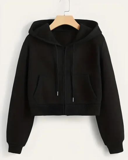 Black Stylish Fashionable Crop Grils Jacket